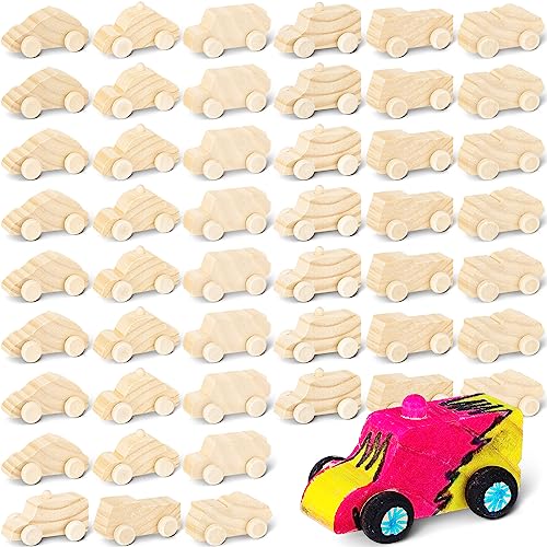 Lenwen 36 Pcs Wooden DIY Car Toys for Party Unfinished Wood Cars Wood Truck Graffiti Hand Painted Wooden Cars for Kids DIY Crafts for Students Girls Boys Activities Projects Woodworking (Cute)