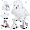 Lenwen 5 Pcs Snowy Owl Stuffed Animal Plush Toy with Babies