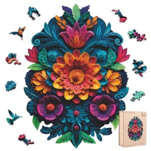 Leodozzio 500Pcs Wooden Jigsaw Puzzle Waterfall Flowers Decor 13.6x18.5in