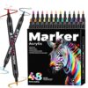 LeoDream 48 Colors Acrylic Paint Markers, Dual Tip Acrylic Marker Set