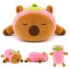 Leokawin Weighted Capybara Plush,Strawberry Plush Capybara Stuffed Animal