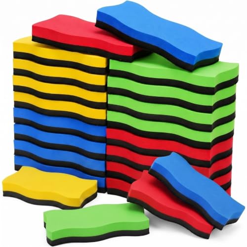 Lerheedi 24 Pack Dry Erase Erasers Magnetic Whiteboard Erasers 4.13 x 1.97 Inches Chalkboard Cleansers Teacher for Classroom Home Office Supplies