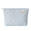 Lestikave Quilted Cotton Makeup Bag(12Blue Plaid)