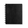 Levenger Circa Smooth Sliver Discbound Notebook with Pockets, Midway (9-Disc), LevTex Premium Leather Alternative Cover, 60 Ruled 90 GSM Sheets, Refillable Journal, Black
