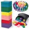 Lewo Wooden Stacking Board Games Building Blocks for Kids Boys Girls- 48 Pieces (Pack of 20)