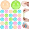 Lewtemi 24 Pieces Coconut Oil Style Stress Ball Bulk 2.2" Clear Jelly Maltose Squeeze Balls Non-sticky Slow Rising Handmade Sensory Fidget Balls for Kids Adults Party Favors Classroom Prizes, 4 Colors