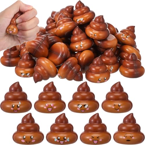 Leyndo 80 Pcs Original Poop Stress Ball Stretchy Sensory Poop Toys Poo Figures for Halloween Party Favors Joke Tricky Anxiety Relief Decor in Funny Pose Birthday Gift Prizes (Brown)