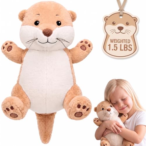 Libima 16 Inch 1.5 Lbs Weighted Otter Stuffed Animals Realistic Otter Weighted Plush Toy Soft Fluffy Comfort Brown Plushie Pillow for Adults Kids Youth Birthday Bed Car Home Decor Gift