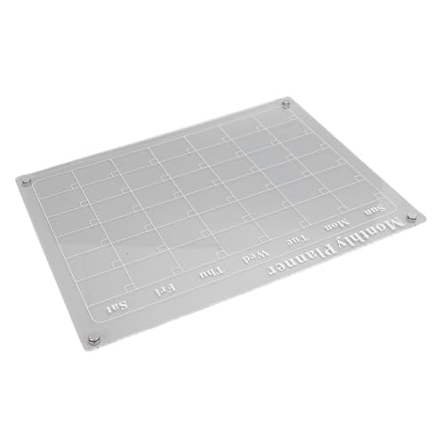 LICAEVEY Acrylic Dry Erase Board Calendar, Transparent Fridge Whiteboard with Month Planner, 15.7x11.8in Kitchen Home Office Weekly Goal Planning, Includes 6 Markers, 1 Eraser, Pen Holder
