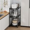 LIFEBELIEVER Metal Shelving Unit 4 Tier Storage Shelves Rack Utility Small Stand Shelf Cart Organizer for Home Kitchen,Garage,Narrow Pantry,Closet,Laundry,Bathroom(23.6" L x 13.7" W x 47.2" H)