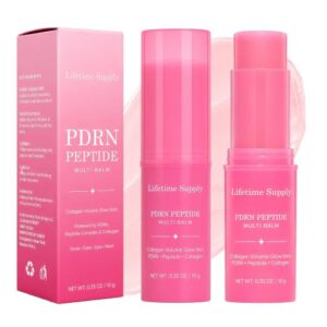 Lifetime Supply PDRN Peptide Multi Balm Stick, Pink Collagen Volume Glow Balm for Face, Under Eyes, Lips & Neck, Korean Skincare Moisturizing Balm Stick with Collagen, Caffeine & Adenosine