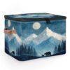 LIFEVYNO Blue Mountains Bear Storage Bin with Lid Forest Woodland