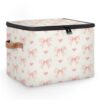 LIFEVYNO Bow Pink Fabric Storage Bin with Lid