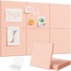 Lifewit 36"x 24" Felt Bulletin Board with Self-Adhesive, 6 Pack Cork Board Alternative for Walls, Large Pin Board Vision Board Message Board with 30 Pushpins for Office Decor, Room Decor, Pink