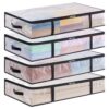 Lifewit 60L 4 Pack Under Bed Storage Containers Bins, Plastic Clothes Storage Bags Blanket Storage with Handle, Closet Organization for Comforters, Sheets, Clothes, Bedroom