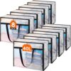 Lifewit 8 Pack Clear Blanket Storage Bags, Foldable Plastic Clothes Organizer with Zipper, Closet Organization Containers and Moving Bag for Comforter, Bedding, Duvet, 40L