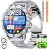 LIGE Military Smart Watch for Men,60 Days Ultra Long Battery&LED Flashlight,1.7”Large Screen,IP68 Waterproof Smartwatch, Bluetooth Call,Heart Rate/Sleep Monitor,Fitness Tracker for iOS Android,Sliver