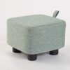 Light Green Upholstered Square Bean Bag - Stylish Footstool for Living Room, Bedroom, Office and Porch - Versatile Wooden Accent Piece for Home Decor - 11 x 11 x 20 cm