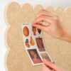 Lightomorrow Scalloped Bulletin Board, 35 x 17.5 Inches Felt Pin Board - Decorative Cork Alternative for Wall, Foldable Picture Self-Adhesive Vision Prayer Board with 20 Pushpins - Beige Brown