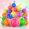 Light up Bouncy Balls for Kids Flashing Squeaky Spiky Sensory Ball Glow in The Dark Bulk Party Favors TPR Elastic Finger Loop String Ball Classroom Rewards Stocking Stuffers Assorted 6 Colors（48Pcs）