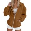 Lightweight Jacket Women Plus Size Full Zip No Hood Collared Sweatshirt
