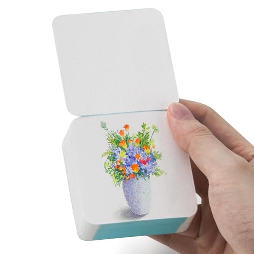 Lightwish 60 Sheets Mini Watercolor Sketchbook 2.6 * 2.6'' Cold Press 300gsm/140lb, Travel Size Portable Tearable Square Painting Notebook, Square Watercolor Sketch Book Art Paper Sketchbook
