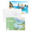 Lightwish Watercolor Coloring Book for Adults & Beginners,100% Cotton 300gsm/140lb Acid-Free Hot Press Paper, 8.3 x 5.6 Inches,15 Sheets,Landscape-Themed