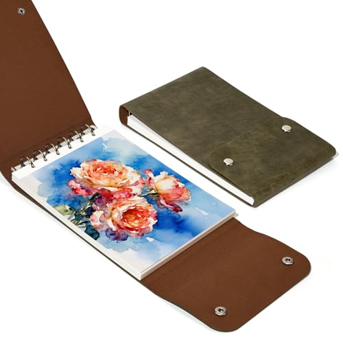 Lightwish Watercolor Sketchbook,300gsm/140lb 100% Cotton Hot Press Watercolor Journal, Acid Free Watercolor Paper for Artists,Adults,Students,20 Sheets,Paper 5.8 * 8.2 Inches