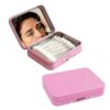 LIGHUFEIC 2PCS Cotton Swab Holder for Travel,Portable Floss Pick Holder Case with Mirror,Storage Box for Cotton Swabs, Dental Floss, Hair Ties, and Small Essentials(Pink)