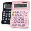 Lily' Home Jumbo 12 Digit, Solar Power, Large LCD Display - Desktop Calculator, Dual Power, Large Button Design, Battery Operation, Easy-to-Read Tilted, for Home, Office, School, Class & Business, 2PK