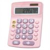 Lily' Home Jumbo 12 Digit with Solar Power, Large LCD Display - Desktop Calculator, Dual Power, Large Button Design, Battery Operation, Easy-to-Read Tilted, for Home, Office, School & Business - Pink