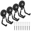 Limbeuuu 4Pcs Heavy Duty Magnetic Hanging Hooks for Garage, Strong Neodymium Magnet Organizer with 2.6 inch Base, Black Steel Utility Hooks for Tools, Garden Items, Kitchen Utensils, Workshop Storage