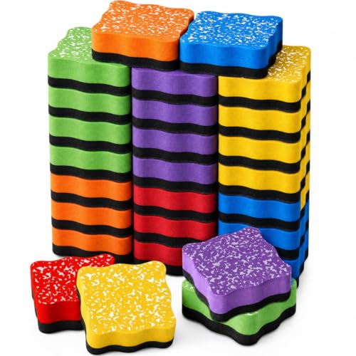 Lincia 120 Pack Magnetic Whiteboard Eraser Mini Square Wavy Smudge EVA Dry Board Eraser with Magnet Back to School Supplies for Classroom Office Home Students White Board, 6 Colors