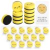 Lincia 24 Set Back to School Gift Smile Magnetic Whiteboard Erasers Bulk with Motivational Cards Mini Cute Dry Eraser Chalkboard Cleansers Wiper for Kids Students Teachers Classroom School Office Home