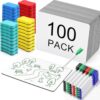 Lincia 300 Pcs Dry Erase Boards Set with 100 Mini Whiteboards 100 Whiteboard Markers 100 Non Magnetic Erasers EVA Foam Core 7 x 5 Inch for Office