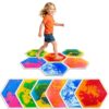 Liquid Sensory Floor Tiles for Kids 3+, Hexagon Step-On Play Mats, 6 Pack