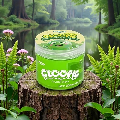 LitoJoy Pre Made Crystal Slime Gloopie - Transparent, Glassy Clear Slime, Great for Mixing in Add-ins, 200ml - Ultimate Stress Relief & Sensory Fun for All Ages (Lime Elixir)