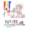 Little Girl DIY Paint By Numbers Kit on Canvas 35x35cm with Frame