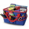 Llazsybz Stationery Storage Pouch Craft Organizer Tote With Reinforced Handles And Pockets Foldable Polyester Storage Carrier Suitable for classroom tables, Blue-red