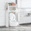 LLHBBSHYYDM Over Toilet Storage Shelf with Cabinet, Freestanding Bathroom Organizer Rack(White)