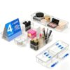 LLMRR 4 Pcs Expandable Drawer Organizer, Adjustable Desk Drawer Organizer with Dividers, 4-Sizes Plastic Storage Bins for Makeup, Kitchen, Bathroom Vanity, Office & Gadgets Drawer