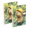 Loancwa A5 size Slider Capybara Summer Pattern notebooks 8.3" x 5.7", wide ruled spiral notebook 60 sheets for planner&business