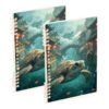 Loancwa A5 size Slider Eastern Turtle City notebooks 8.3" x 5.7", wide ruled spiral notebook 60 sheets for planner&business
