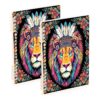 Loancwa A5 size Slider Icy Blue-eyed Lion Pattern notebooks 8.3" x 5.7", wide ruled spiral notebook 60 sheets for planner&business