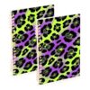 Loancwa A5 size Slider Rainbow Neon Green Leopard Print notebooks 8.3" x 5.7", wide ruled spiral notebook 60 sheets for planner&business