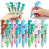 Loffcoter 24 Mini Dinosaur 4-in-1 Ballpoint Pens, Cute Multicolor Pens for Kids, Black Blue Red Green Ink, Party Favors, Classroom Prizes, Goodie Bag Gifts