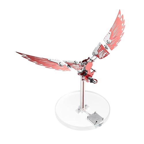 LONGPIN Flying Wings 3D Metal Puzzle Kit - Mechanical Biomimetic Wings with Micro Motor, DIY Kinetic Sculpture for Adults, Precision Electroplating Craftsmanship & Interactive STEM Model Gift(Red)