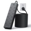 Long Power Strip Surge Protector, NTONPOWER 25FT Extension Cord with 24 AC Outlets 4 USB, 1875W/15A, 4000 Joules Flat Plug Power Extender for Home, Office, Dorm, Gaming Room, White