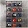 Lortix Freestanding Mobile Storage Rack - Stackable Metal Display Rack For Motorcycle Helmets, Hats & Shoes, Wire Grid Shelf For Garage Tools & Hard Hats - Versatile Pegboard Organizer