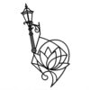 Lotus Flower With Vintage Street Lamp Metal Wall Art WallArt Decor Metal Outdoor Decor Metal Signs Vintage Rustic Artwork Elegant Wall Decoration For Bedroom Living Room Office 12in